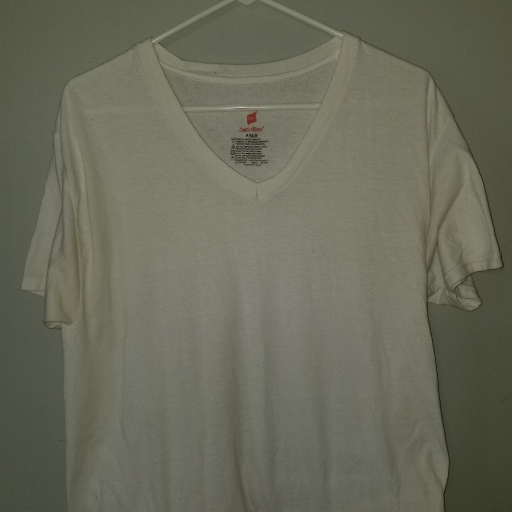 Hanes White V-Neck Short-Sleeve T-Shirt